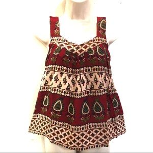 Vintage hippie boho Indian block print tank top